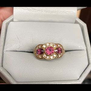 14k gold 3 stone stone ring